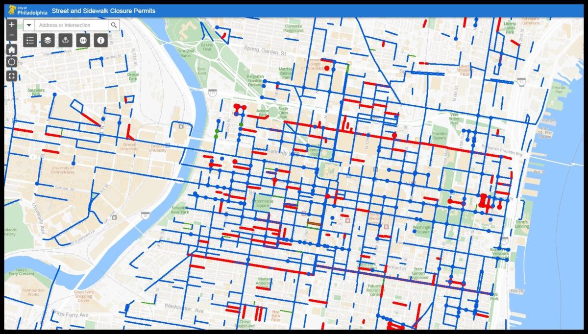 Interactive Map Shows Philadelphia Street and Sidewalk Closure Permits