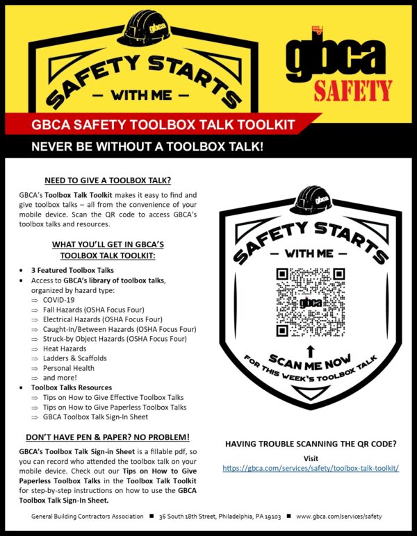 Safety Starts With Me GBCA Toolbox Talk Toolkit Poster