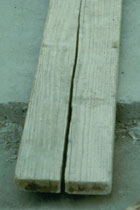 Split in wood plank.