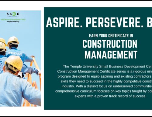 Temple University SBDC Construction Management Certificate Series Begins October 10